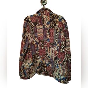 CJ Banks Velvety Patchwork Snap Button Jacket Blazer Ladies Plus size 1X Boho 07